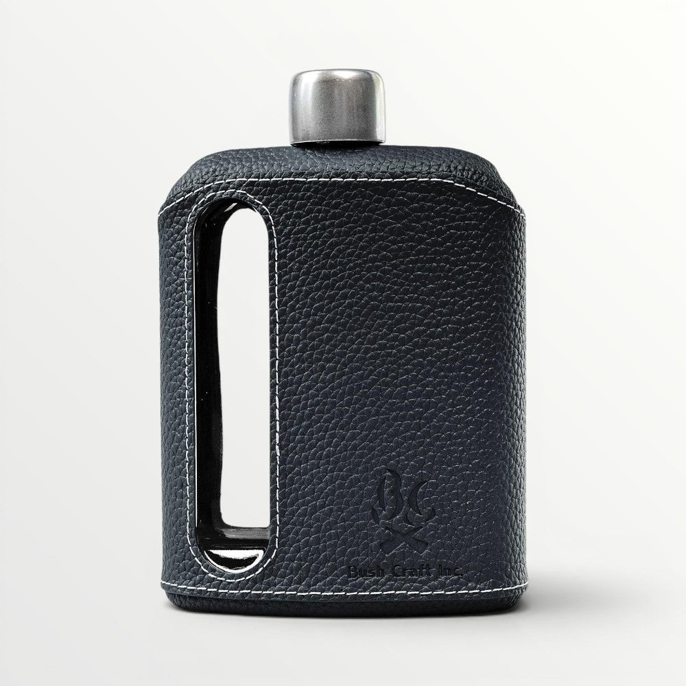 ブッシュクラフト ガラスフラスコ(ブラックレザー)